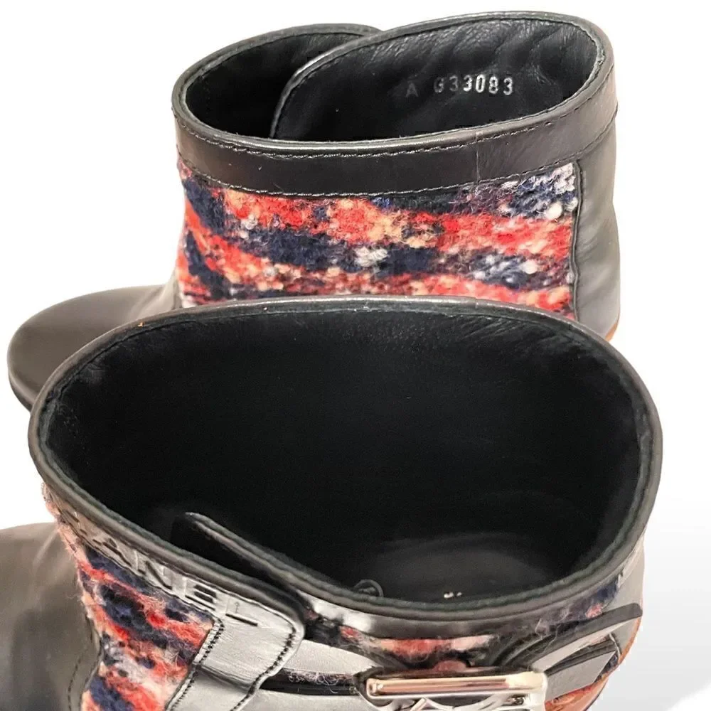 CHANEL 2017 Tweed Pattern Ankle Boots |38.5 EU|